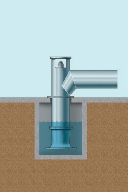 Исполнение с расположением напорного патрубка выше уровня земли