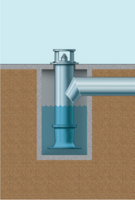 Исполнение с расположением напорного патрубка ниже уровня земли